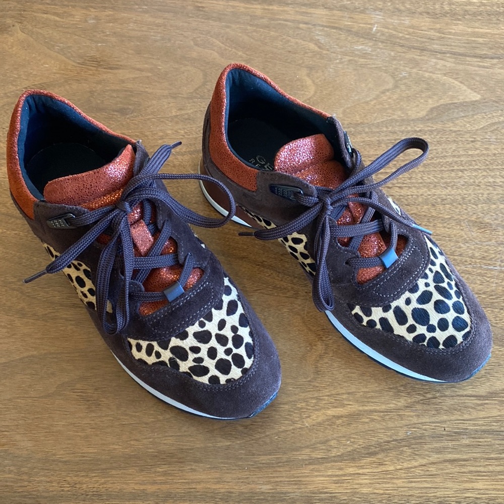 EUC Geox Respira Suede and Calf Hair Sneakers